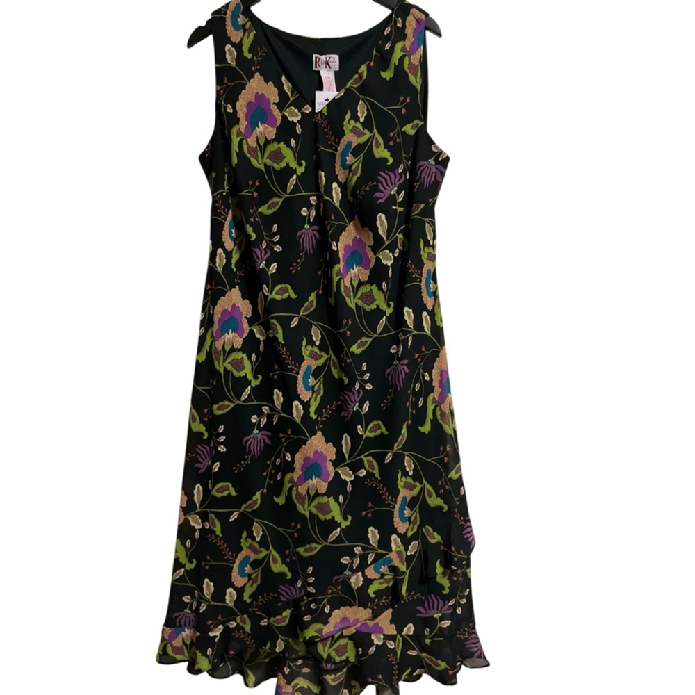 Women's R&K Woman Floral Sleeveless Dress 20W Black - Picture 7 of 8